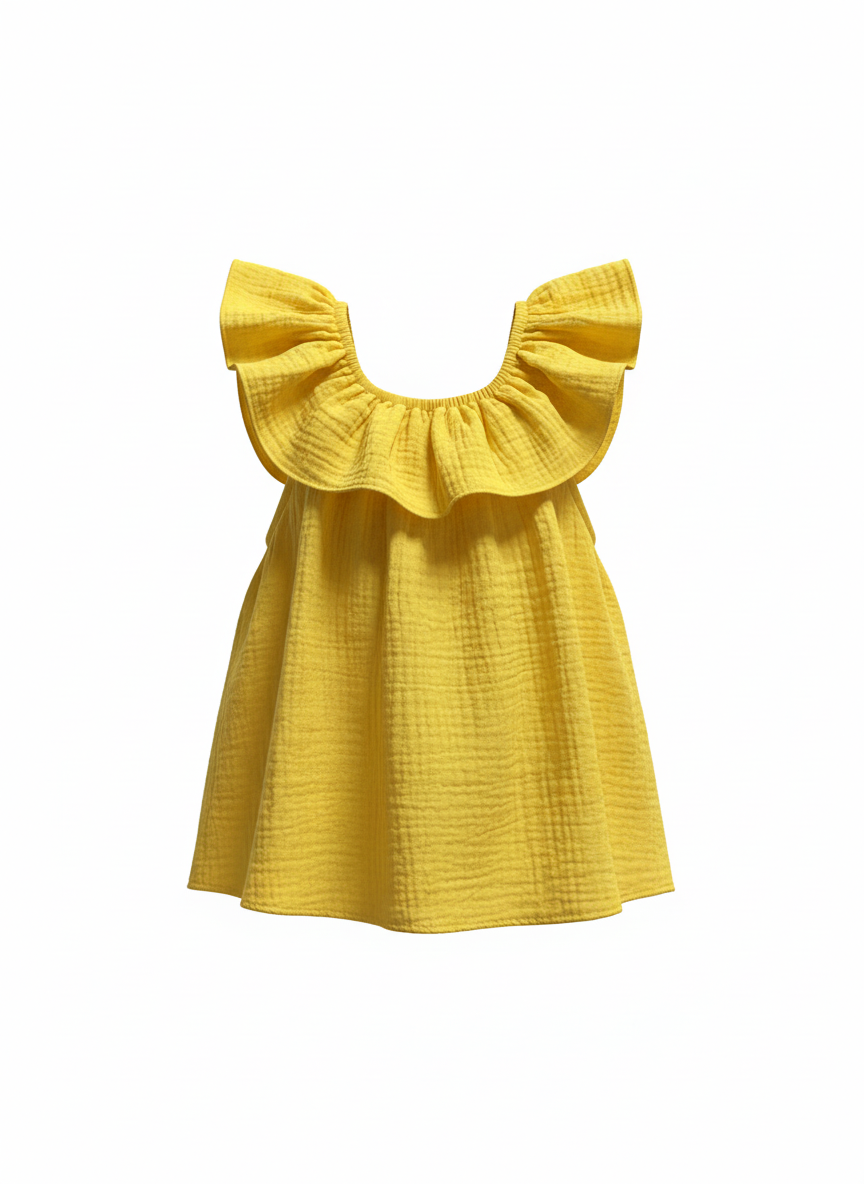 Yellow Boho frilled top