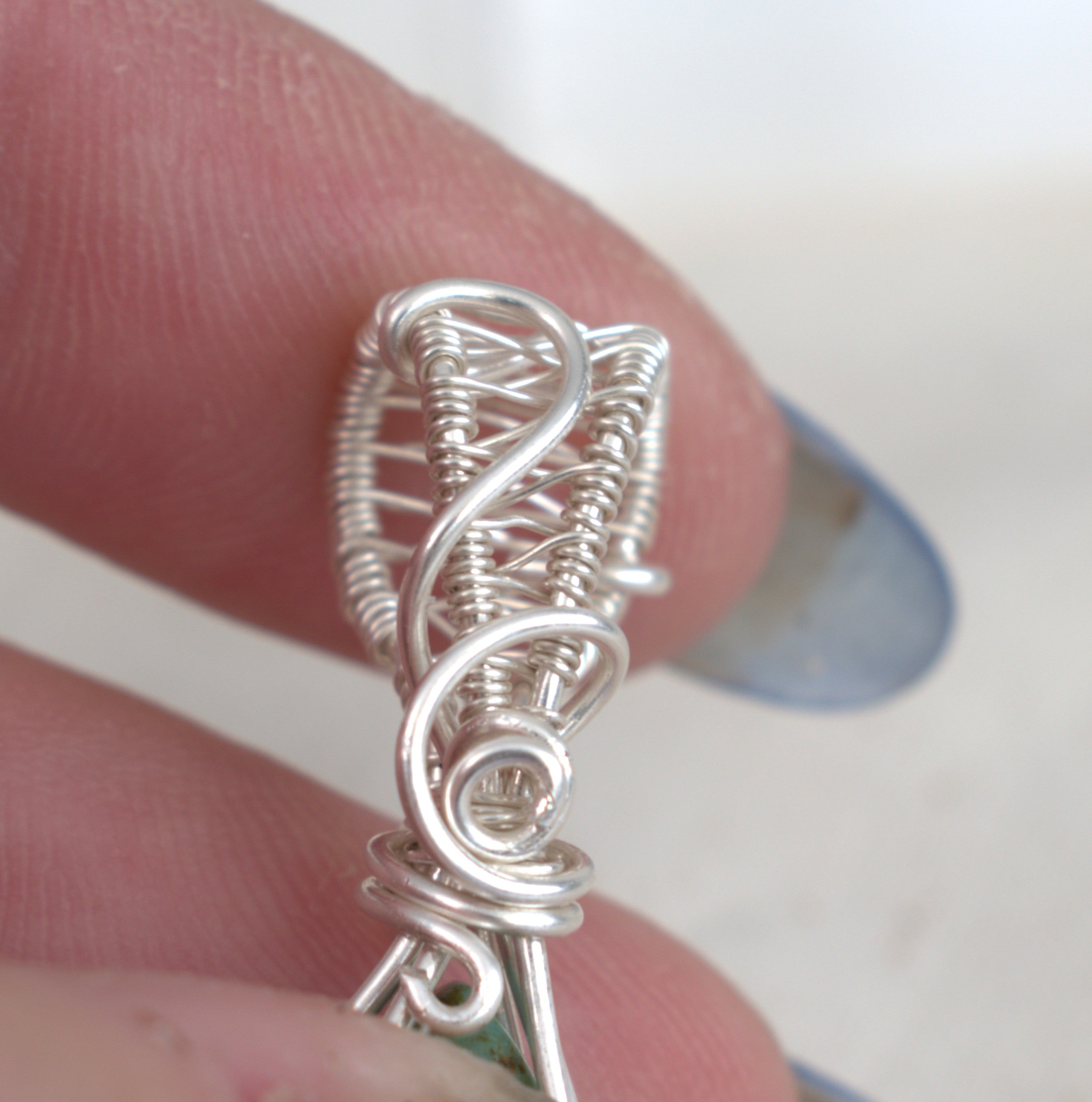 Wire Wrapped Tibetan Turquoise Keepsake Pendant