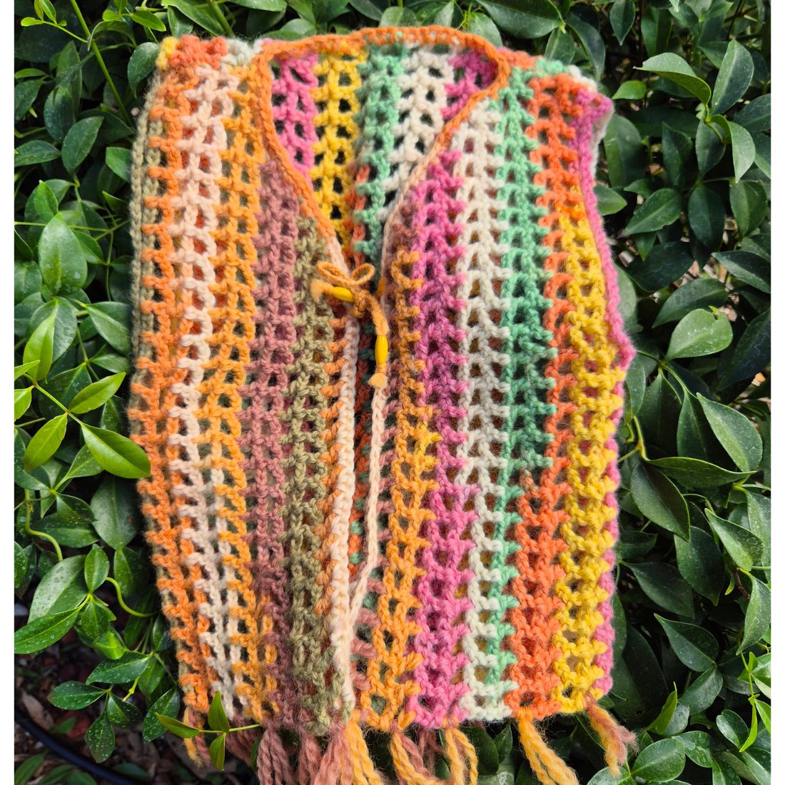 Multi Coloured Crochet Vest Jacket