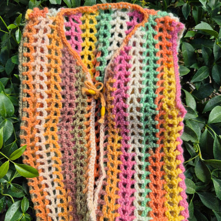 Multi Coloured Crochet Vest Jacket