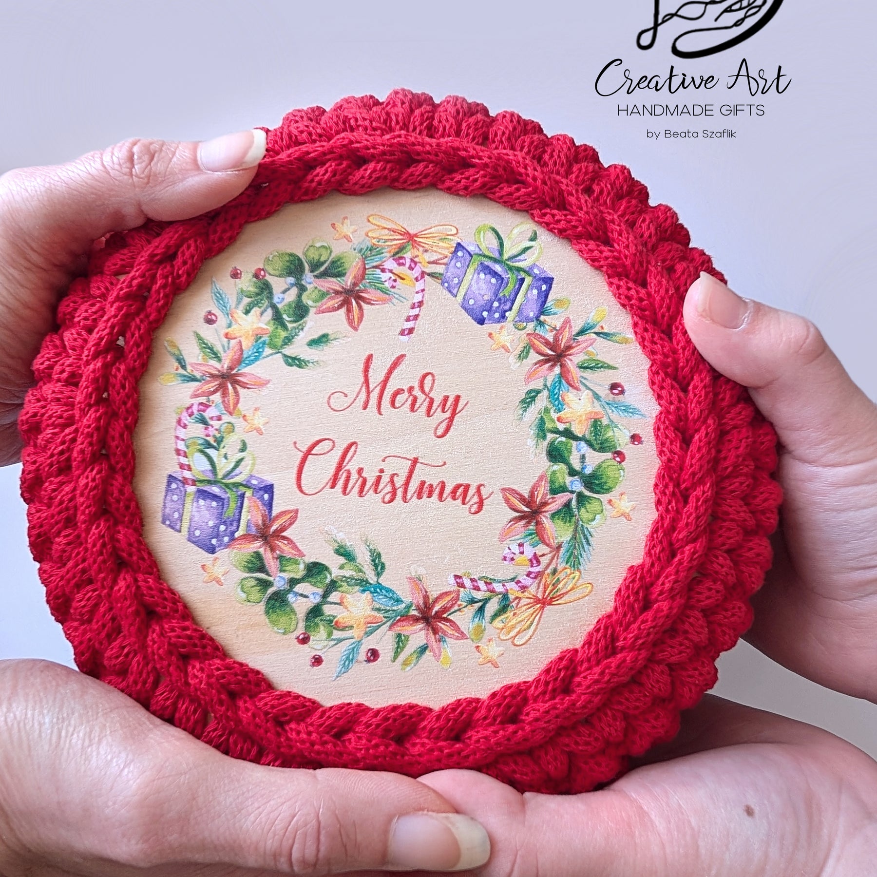 Christmas Crochet Basket with UV-Printed Lid