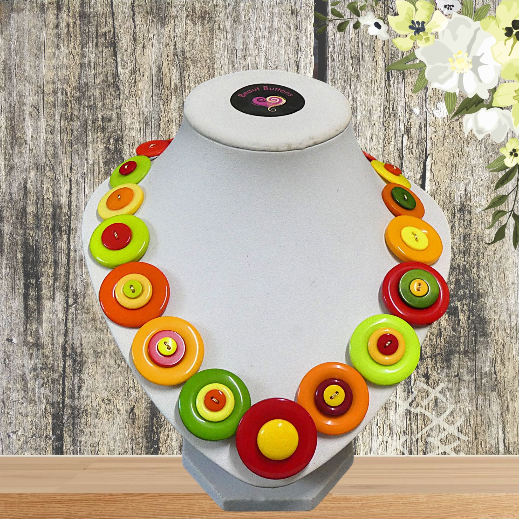 Button necklace - Tomato Salsa