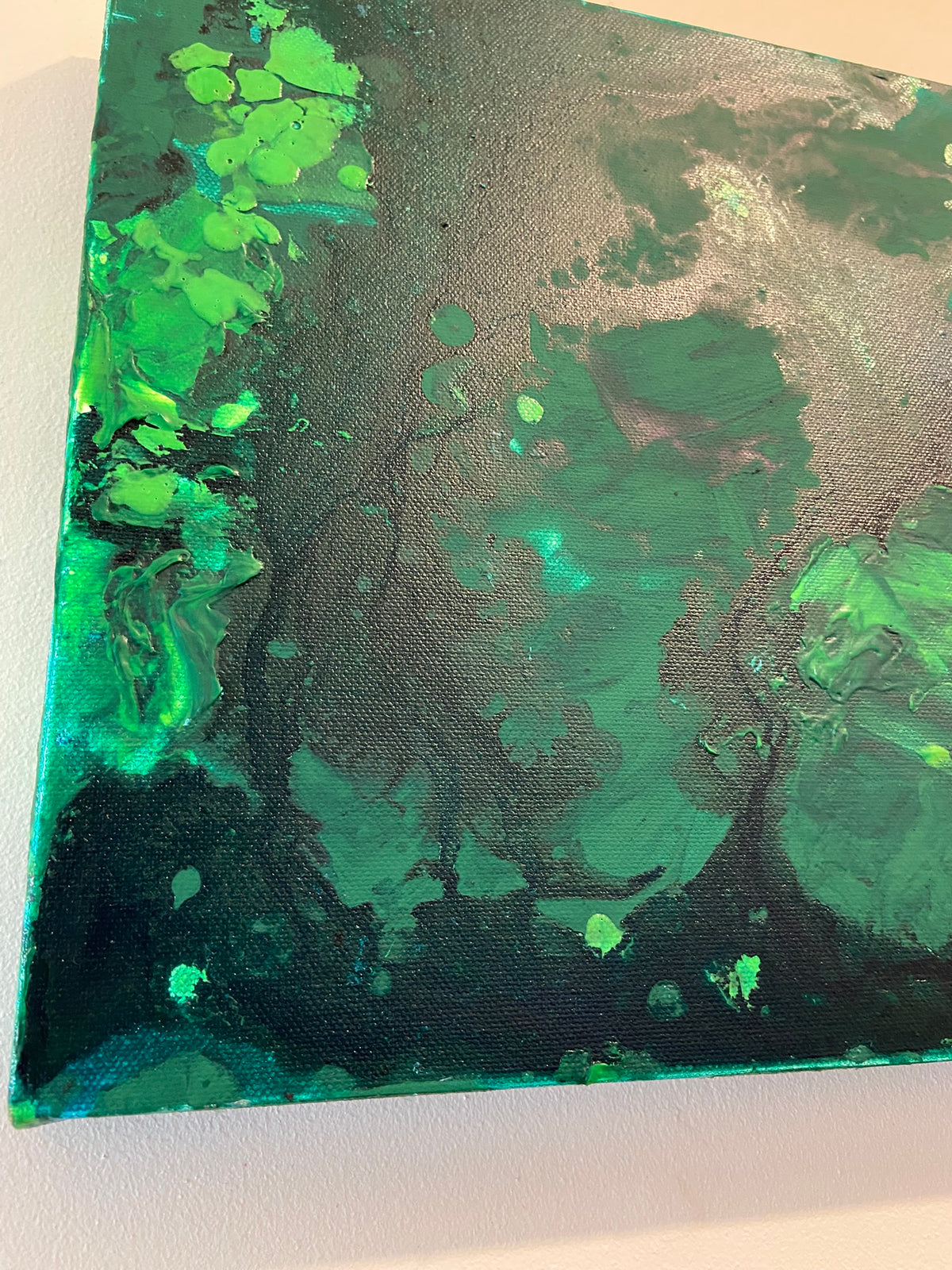 Green Aventurine Wall Art Original Abstract Acrylic Canvas Painting