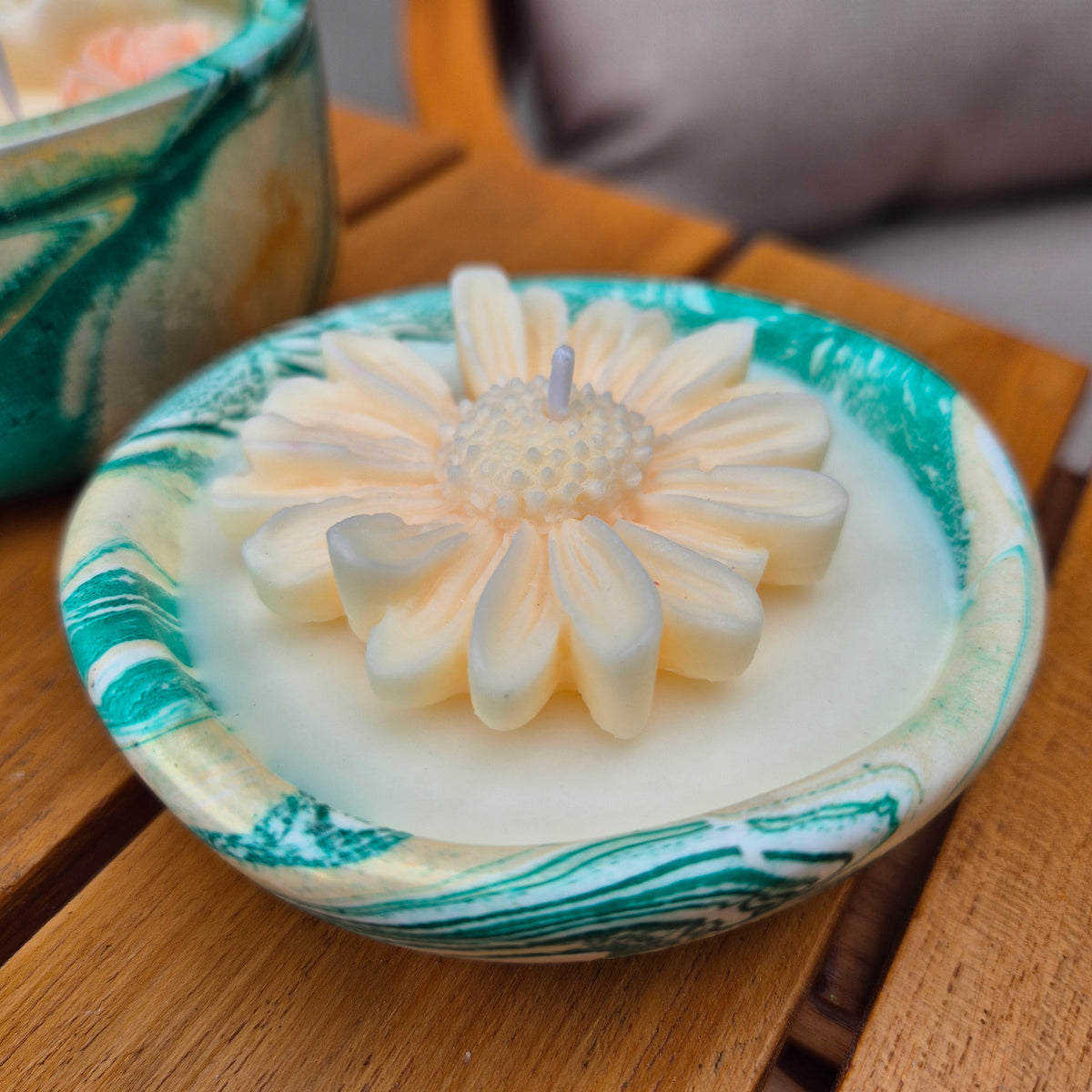 Concrete organic shaped bowl candle with black raspberry lime