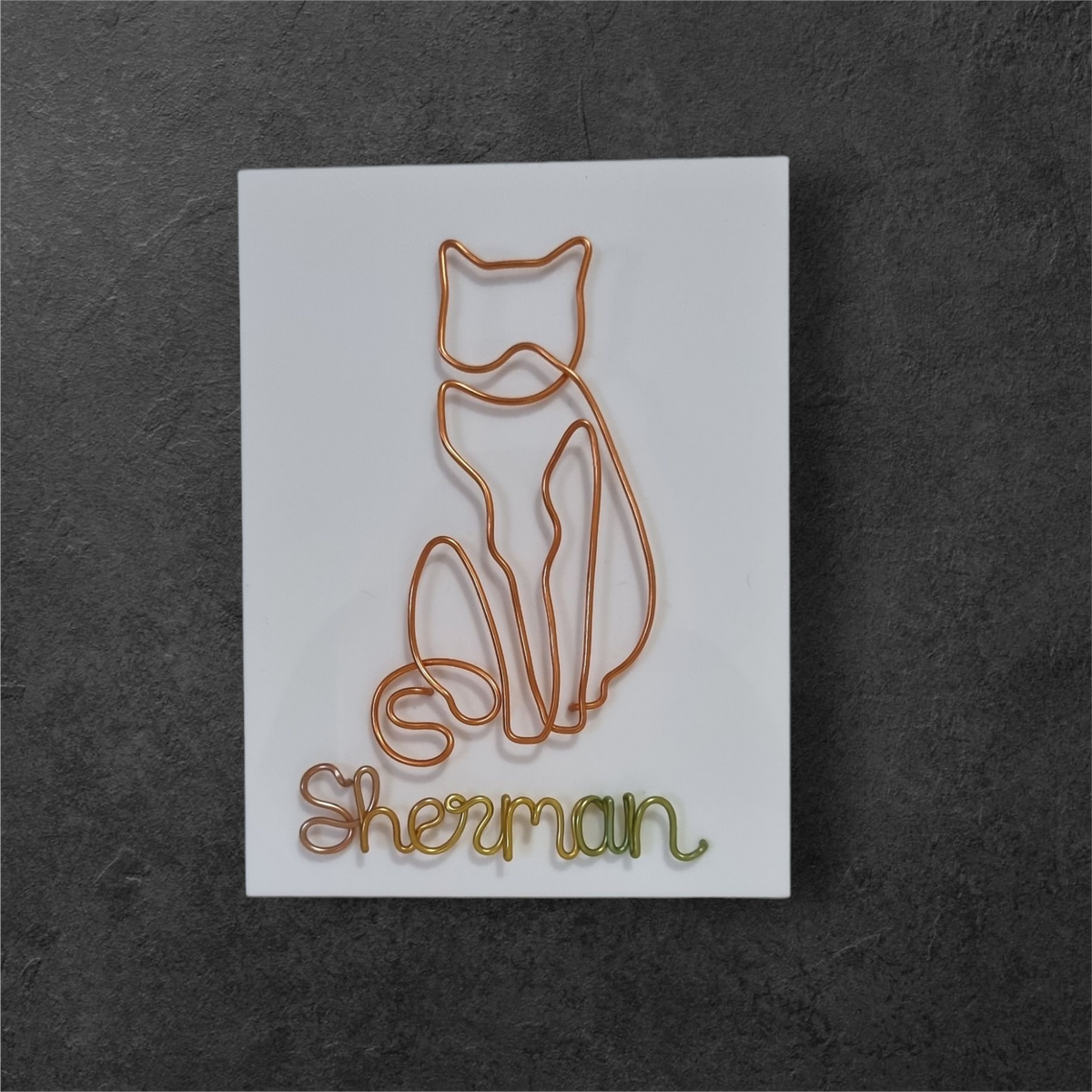 Personalised Cat Wire Art Plaque | Custom Cat Name Sign | Wire Cat Portrait Acrylic Plaque | Custom Colour Cat Wall Art | Pet Name Gift