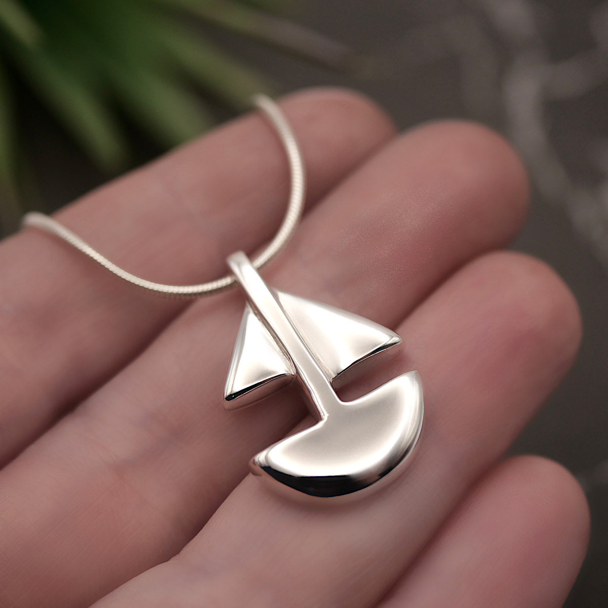 Limited Edition - Sailboat - Handmade Solid Sterling Silver Nautical Pendant with Snake Chain