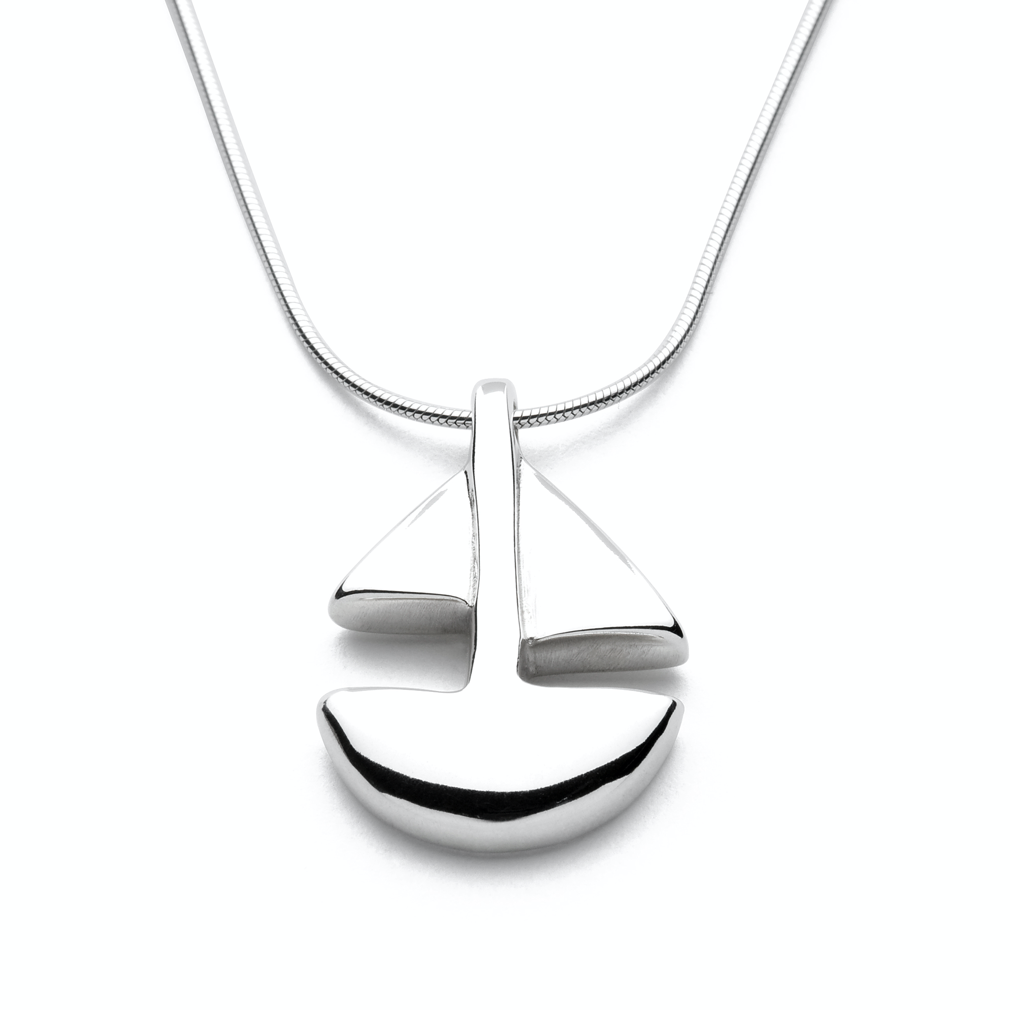Limited Edition - Sailboat - Handmade Solid Sterling Silver Nautical Pendant with Snake Chain