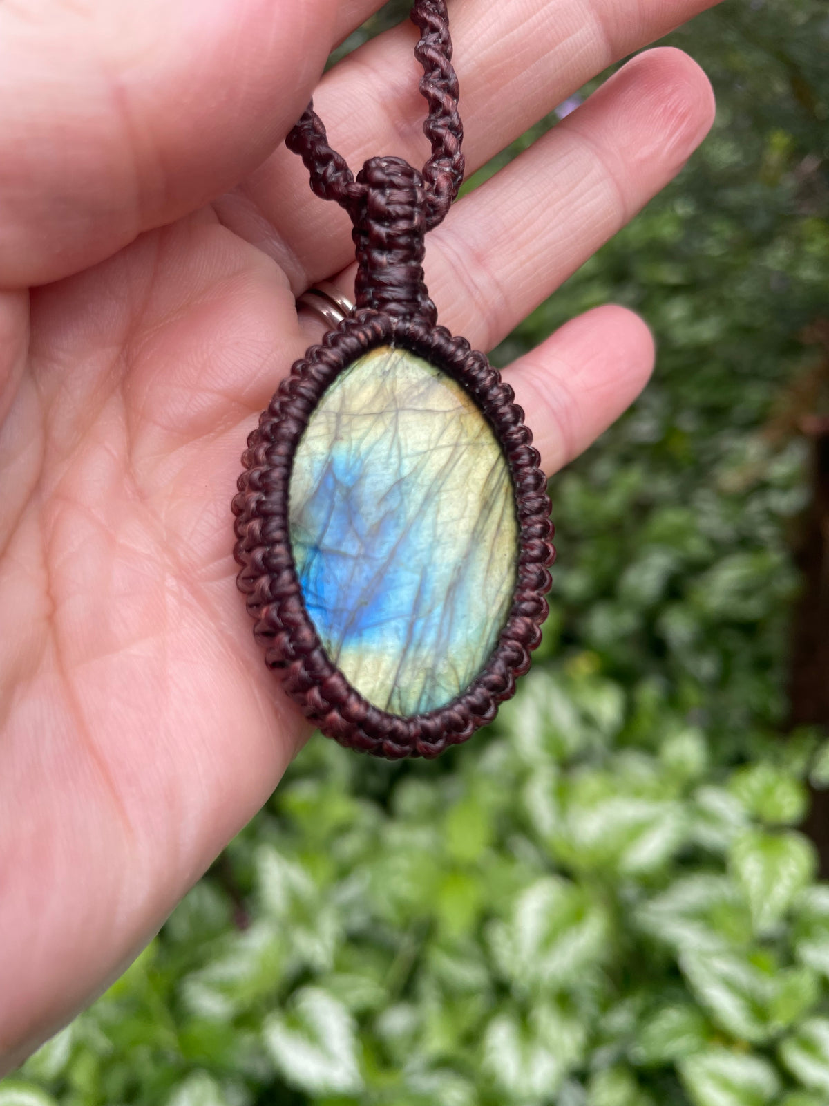 Labradorite Pendant, boho macrame necklace, adjustable