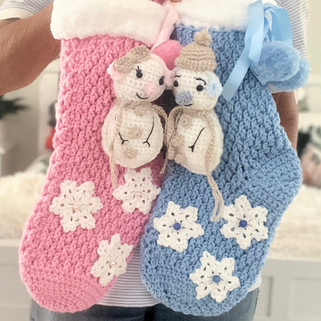 Snowman Crochet Baby Xmas Stocking