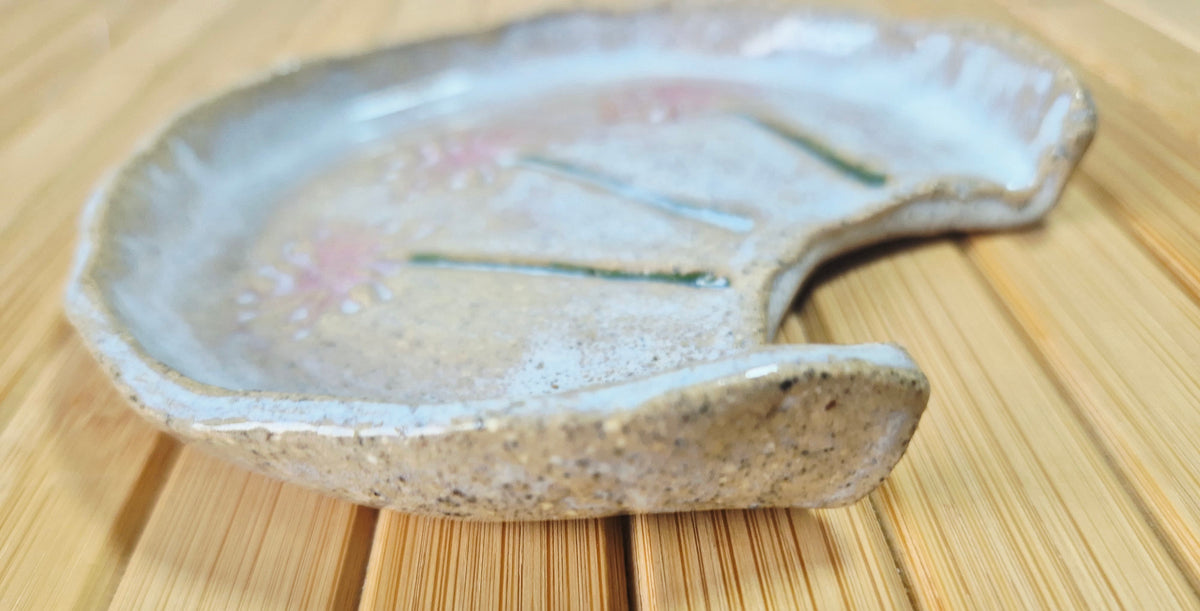 Pink Daisy Pottery Spoon Rest