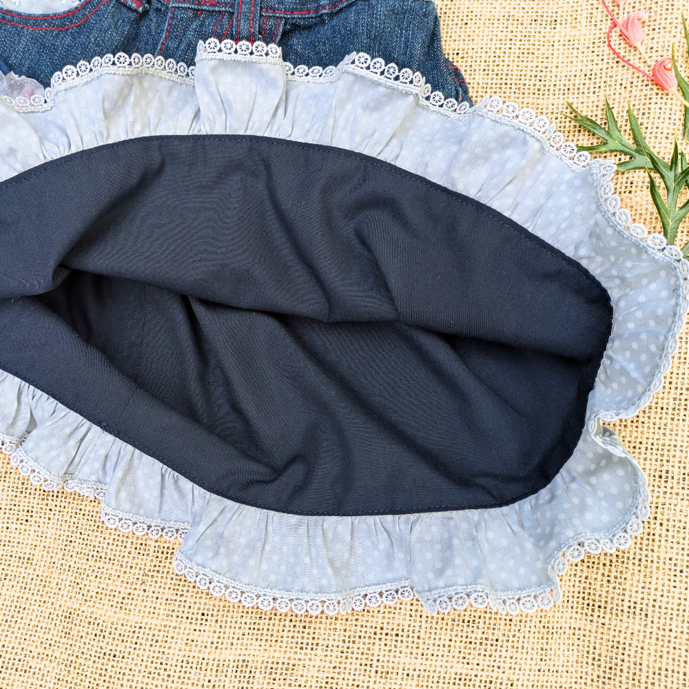 upcycled-denim-skirt-size-3-Koalas-Navy-grey-dot-ruffle-australian-handmade-sewing-artist-the-denim-patch (4)