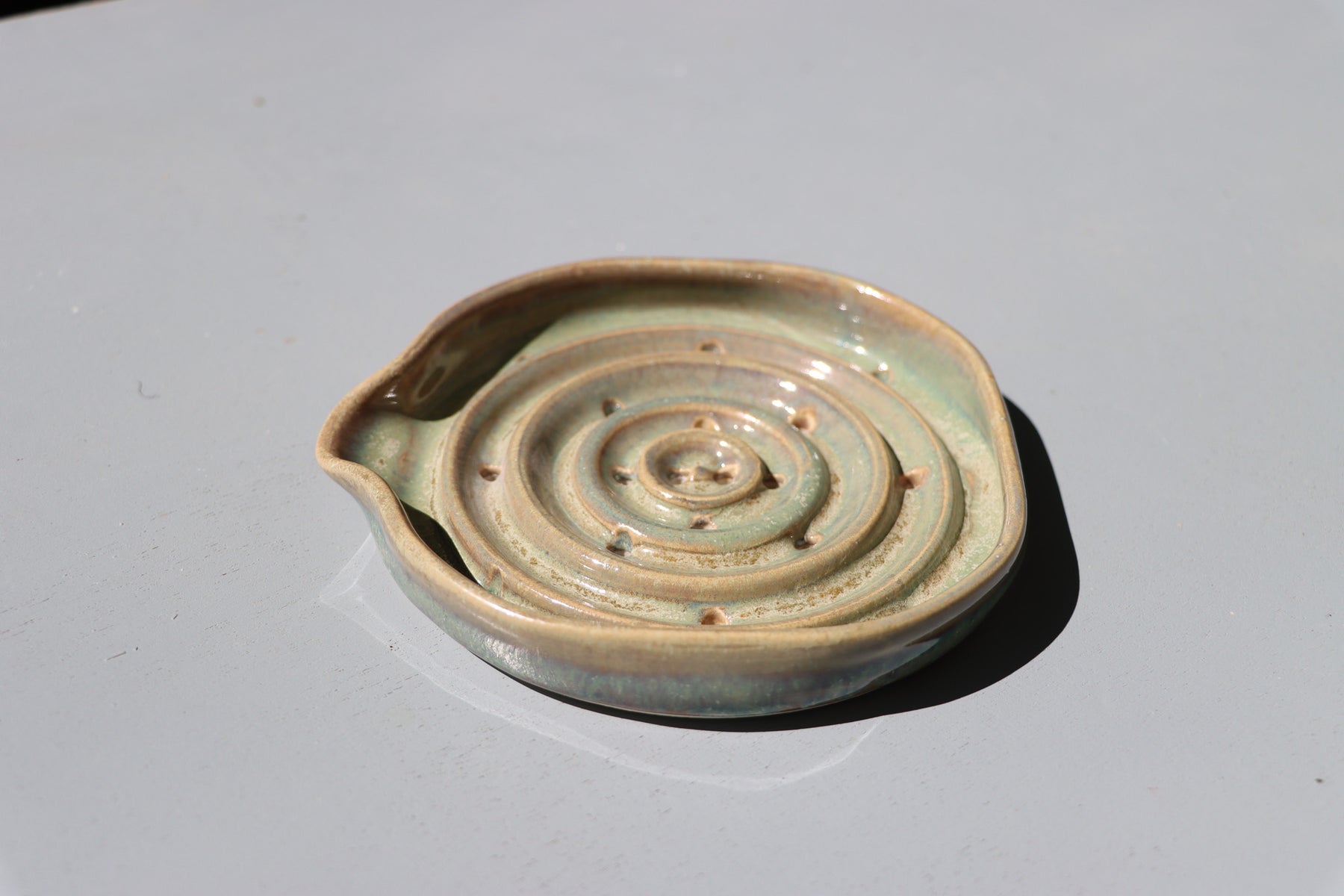 Soap dishes in misty green and blue - hand thrown