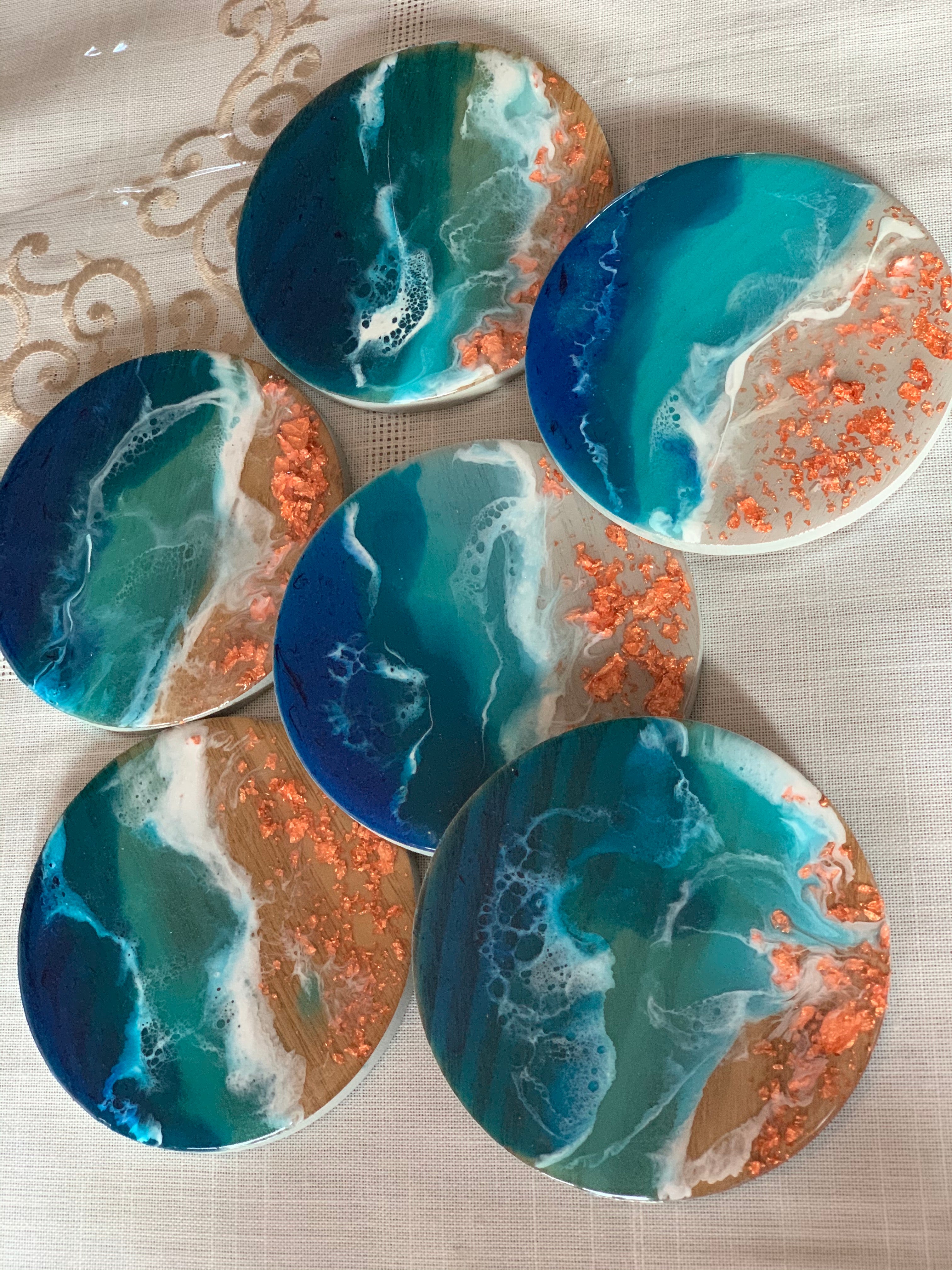 Coasters | coastal love | beach beauty | resin coasters | oceans | gift for her | gift ideas