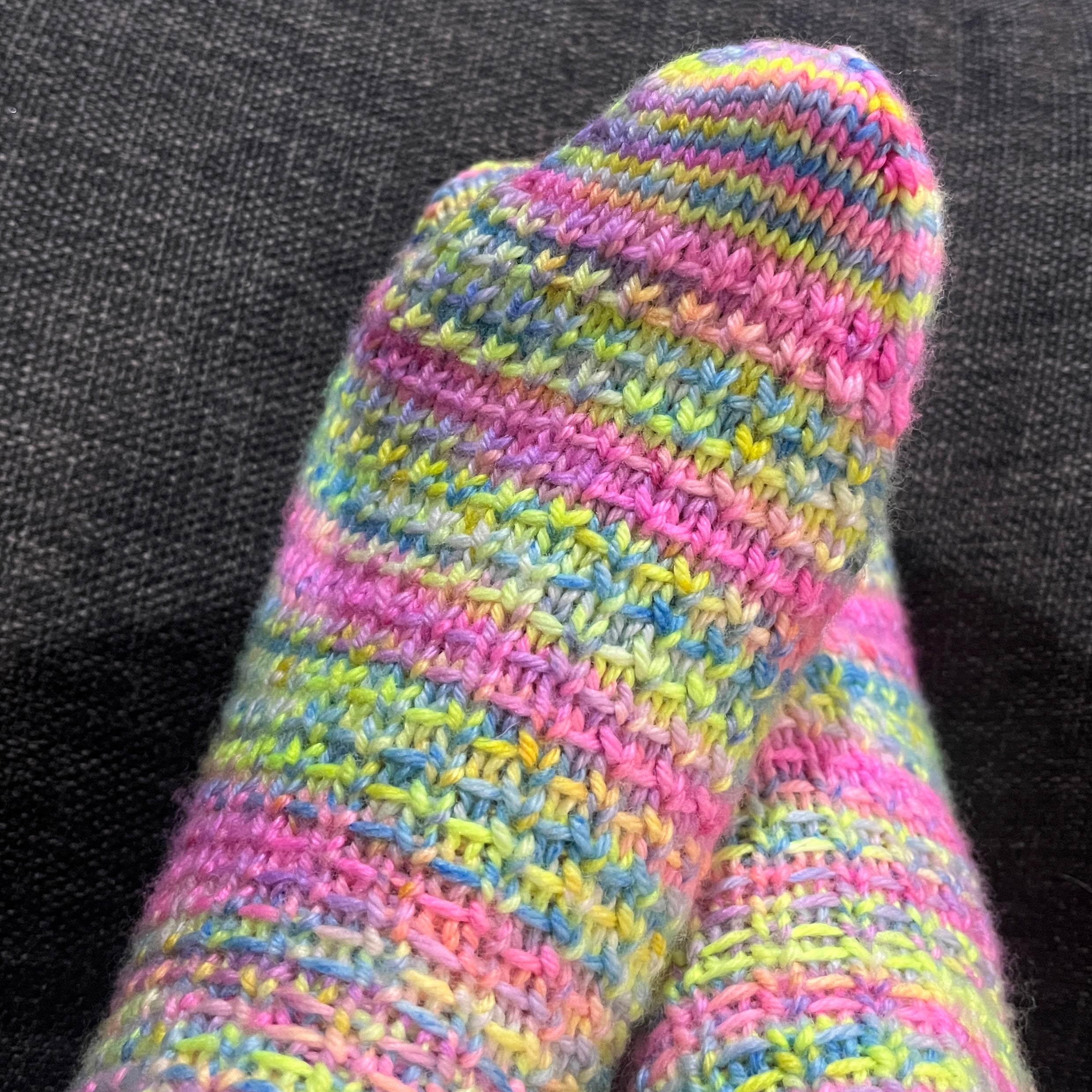 Hand knit socks using Australian hand dyed yarn