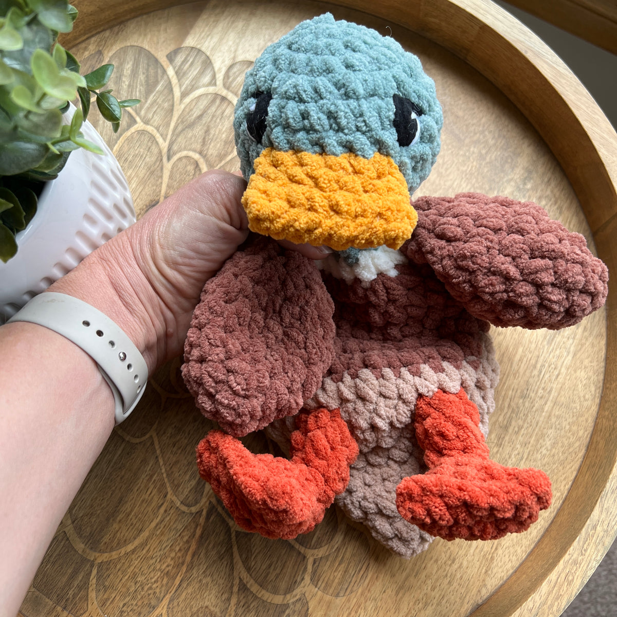 Handmade Modern crochet Della Duck Lovey MADE TO ORDER