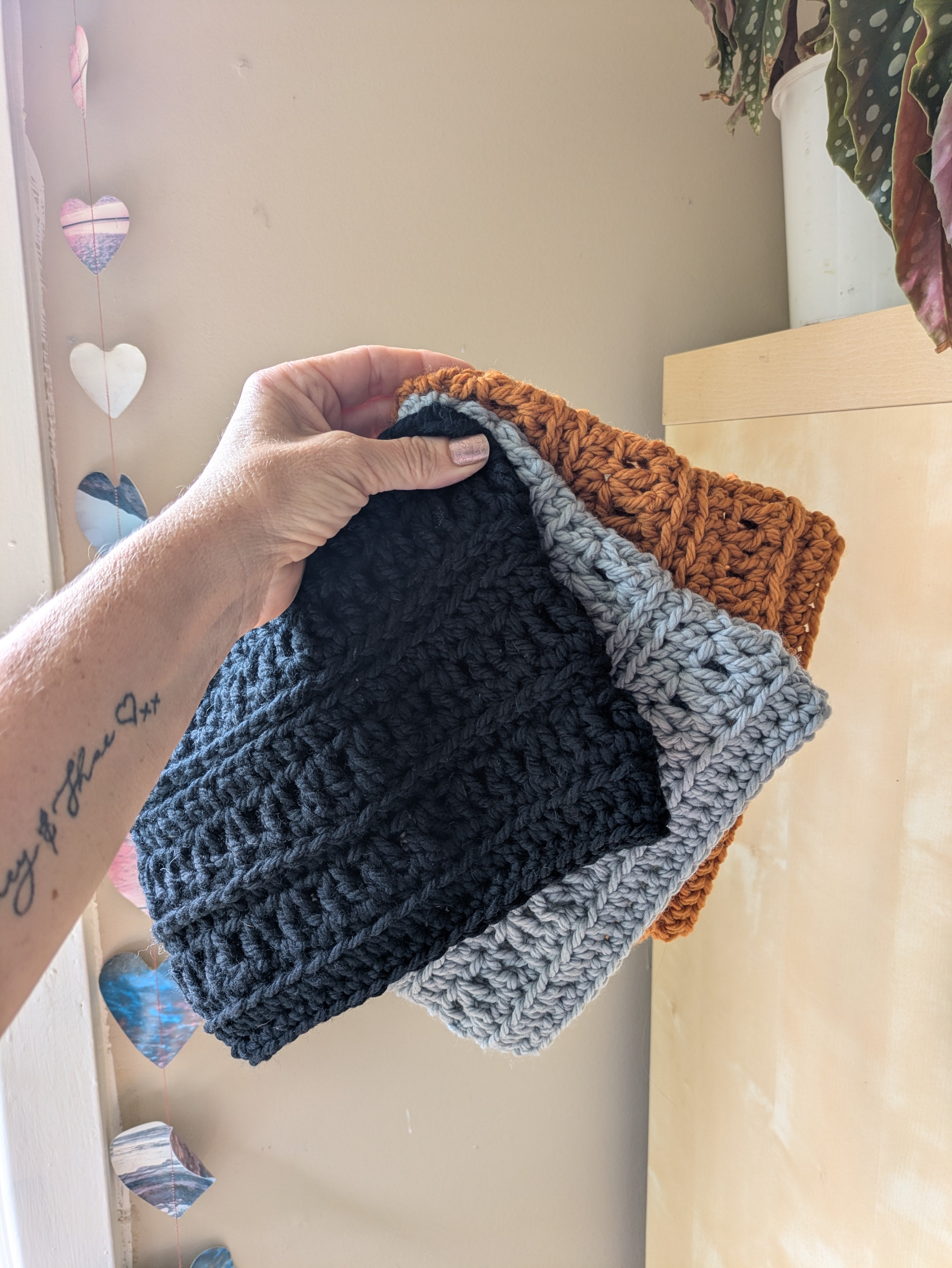 Handmade Cozy Crochet Cowl Neck Warmer in Earl Grey Merino Yarn