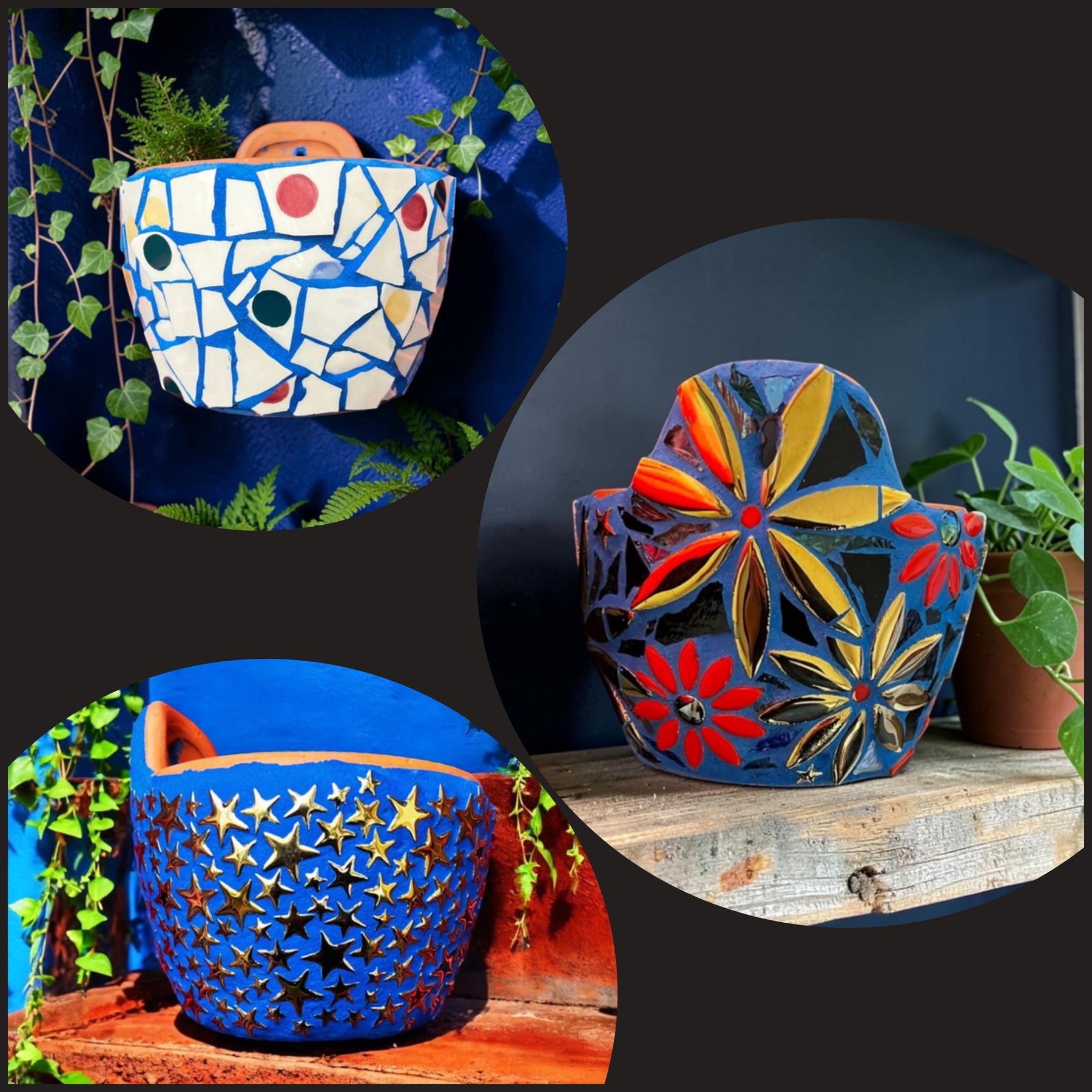 Mosaic Wall Hanging Plant Pots.