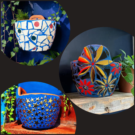 Mosaic Wall Hanging Plant Pots.