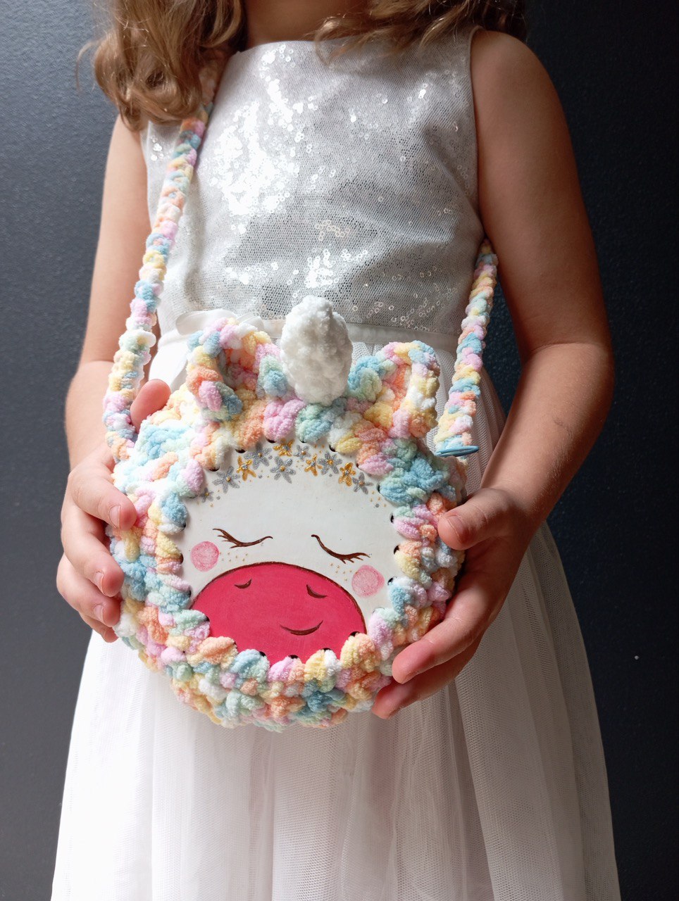 Custom Hand-Painted Crochet Bag for Children | Limited Edition | Wearable Art