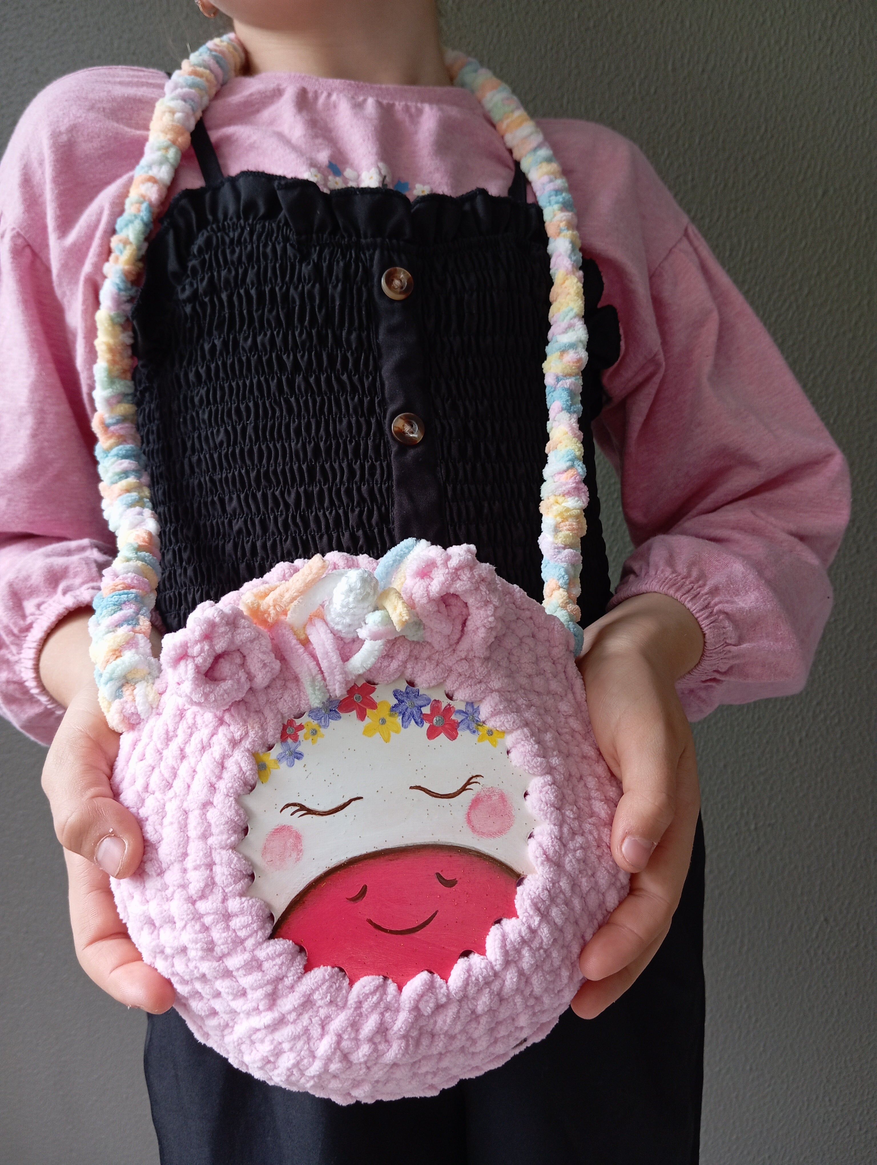 Custom Hand-Painted Crochet Bag for Children | Limited Edition | Wearable Art