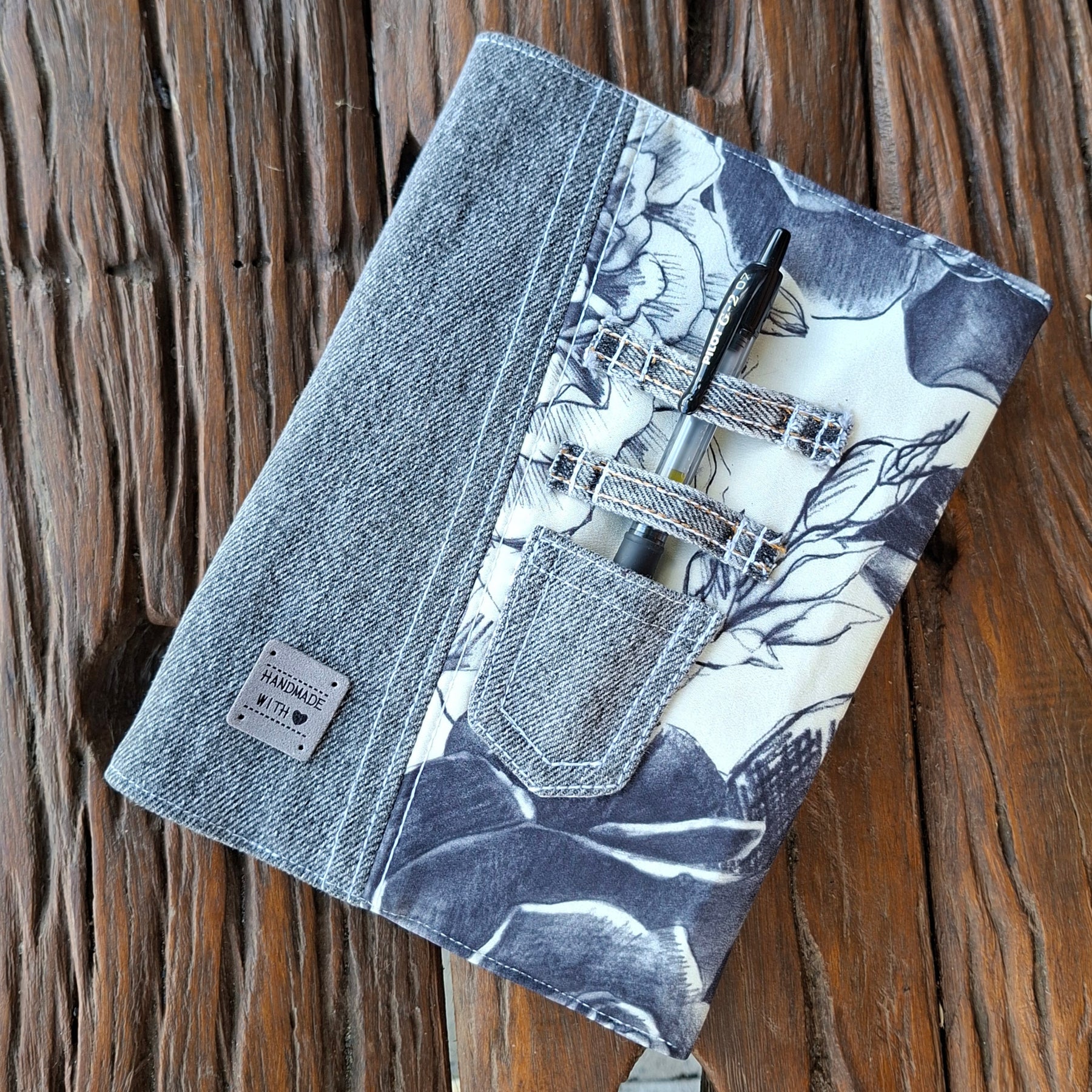 Recycled Rose & Faded Denim Journal Cover - A5