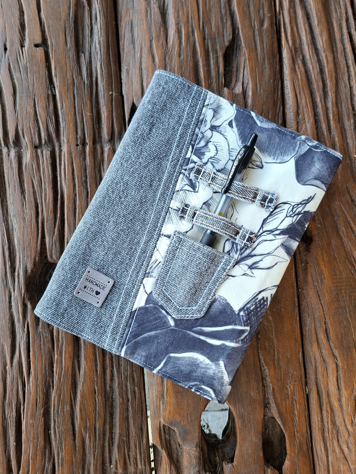 Recycled Rose & Faded Denim Journal Cover - A5