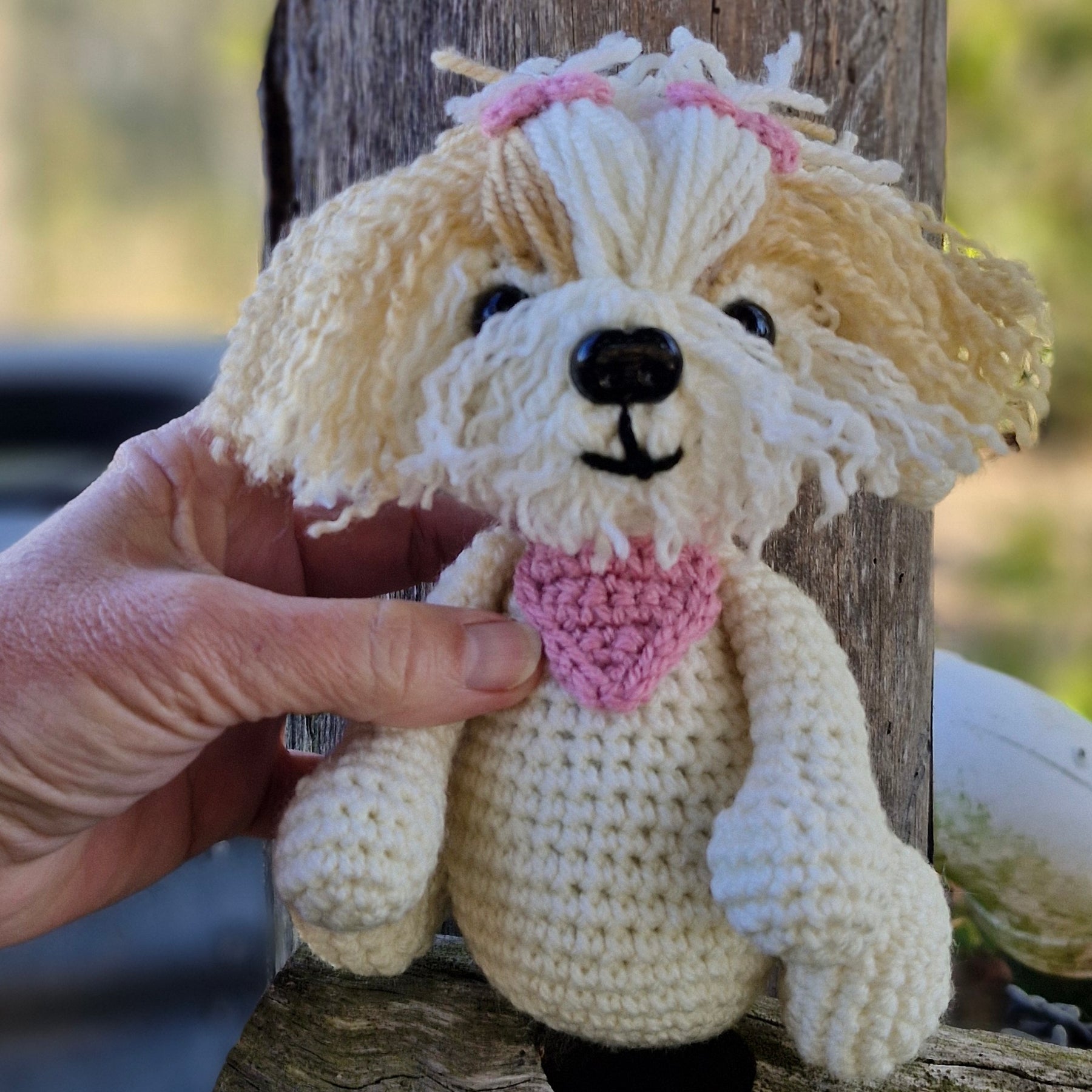 Super cute Handmade Crochet Maltese /Poodle Puppy