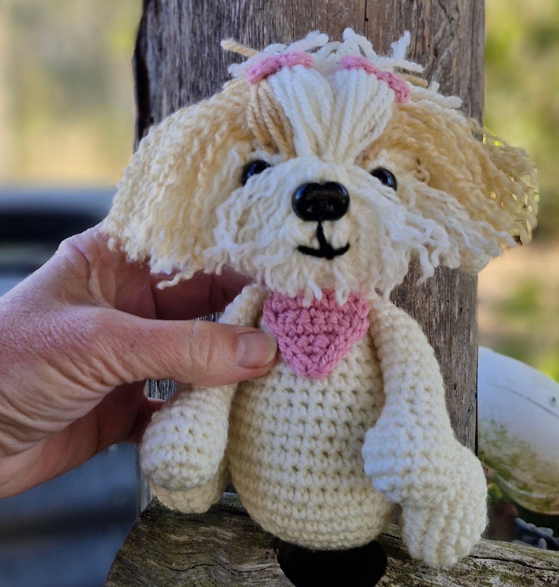 Super cute Handmade Crochet Maltese /Poodle Puppy
