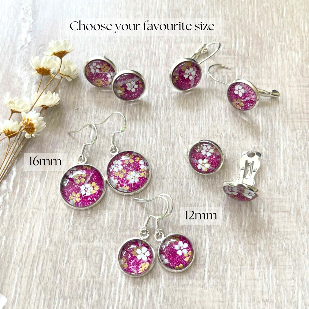 Violet Floral Earrings • Gift Earrings for Your Purple Lovers • Handmade with Paper and Glass