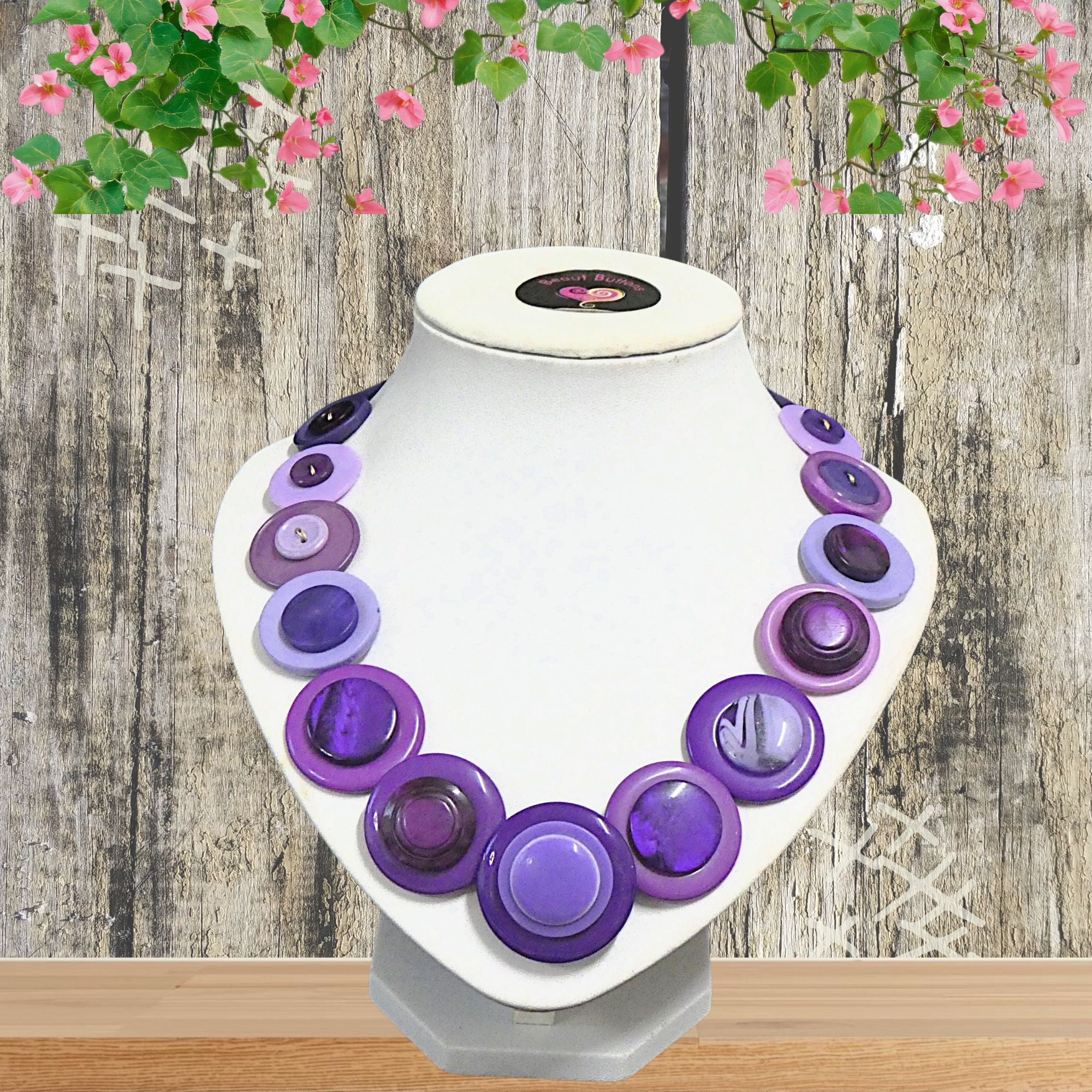 Button necklace - Purely Purple