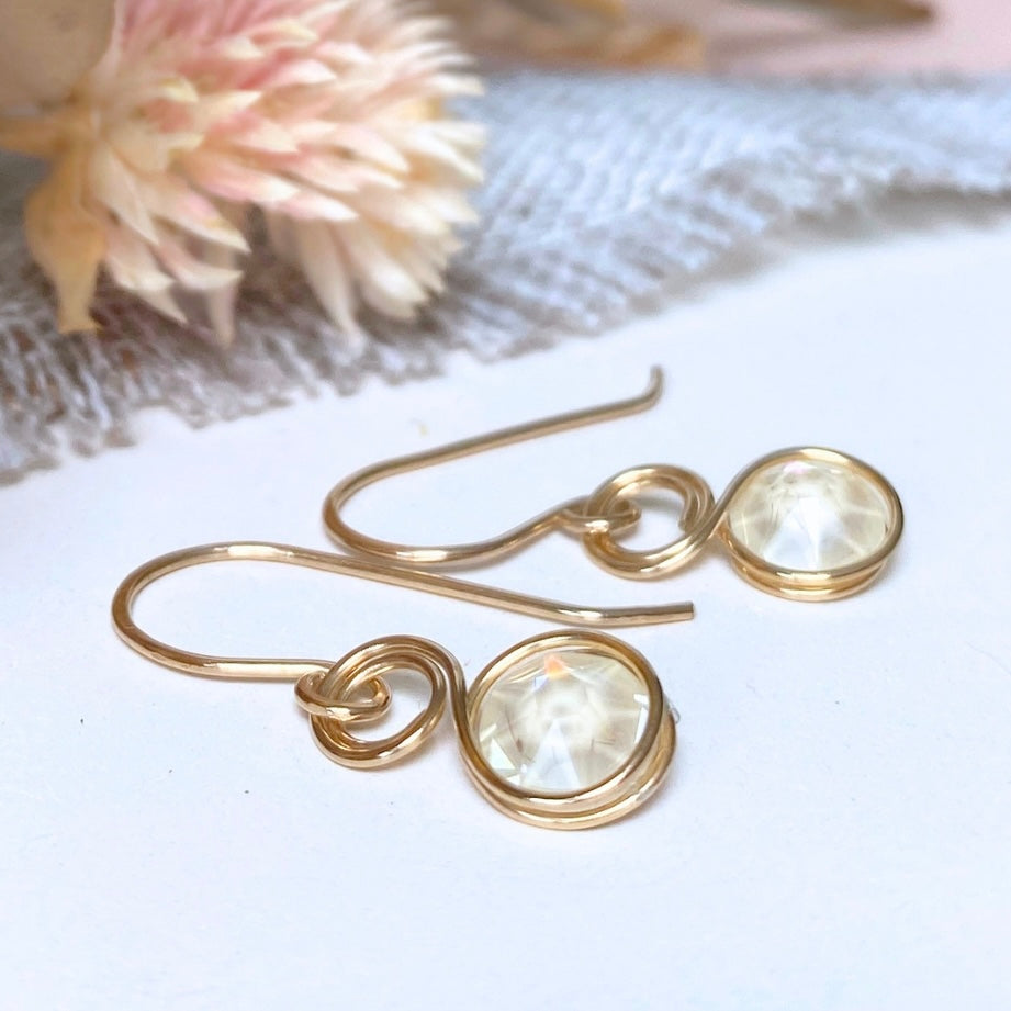 NEW Pearlescent crystal dangle earrings  | 14k gold-filled | June birthstone gift | Wedding jewellery