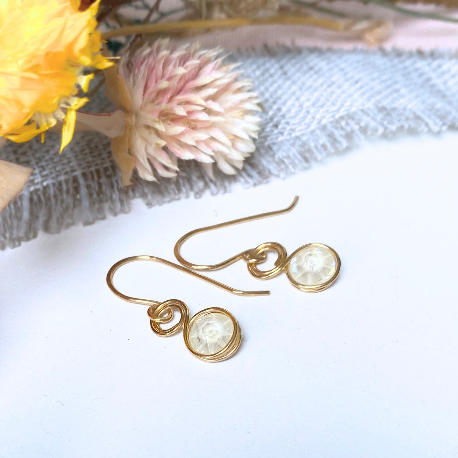 NEW Pearlescent crystal dangle earrings  | 14k gold-filled | June birthstone gift | Wedding jewellery