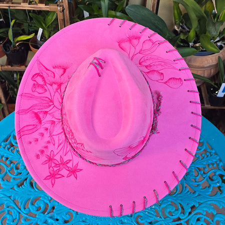 Hand burnt fedora Butterfly collection : The Native Botanical Garden