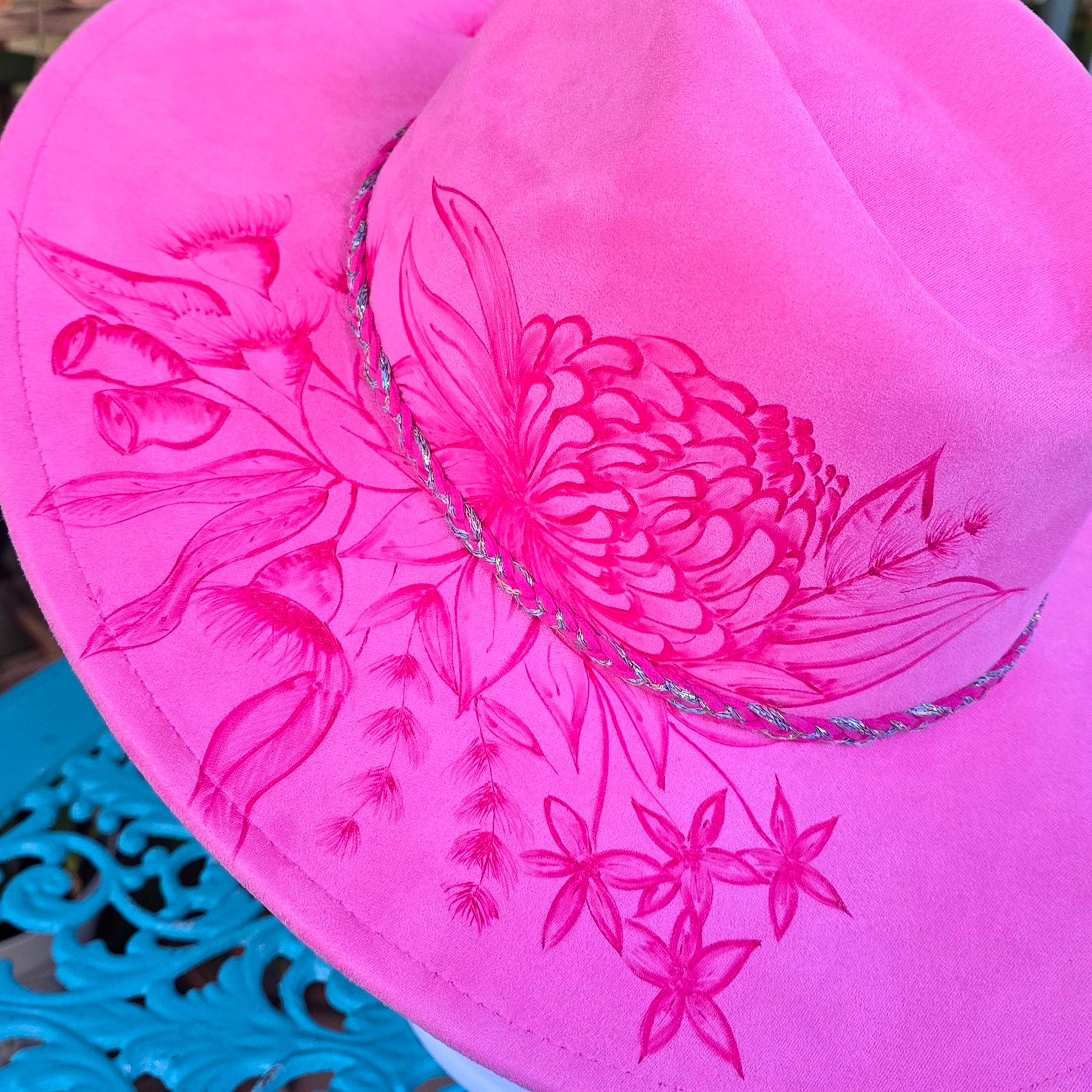 Hand burnt fedora Butterfly collection : The Native Botanical Garden