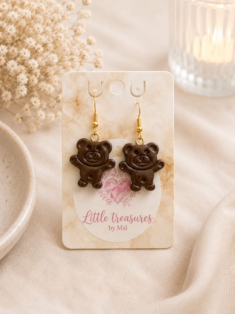 Handmade Tiny Teddy Earrings