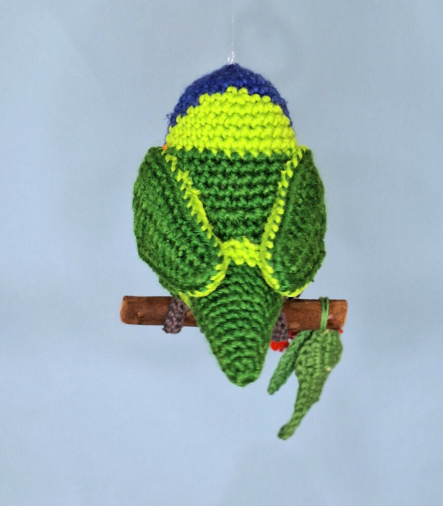 crocheted rainbow lorikeet room decoration or toy