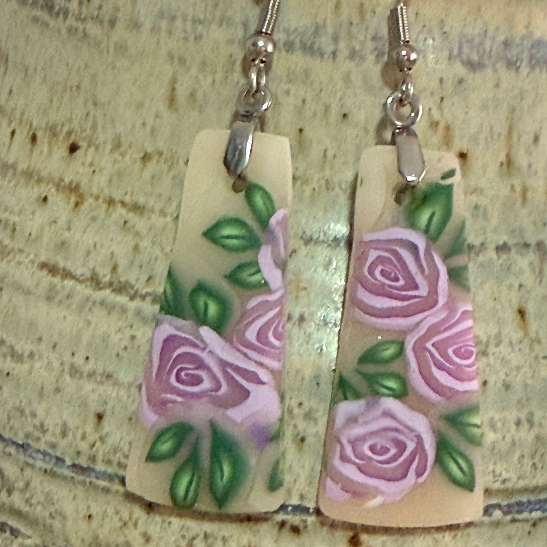 Handmade Polymer Clay Lavender Rose Jewellery Set – Earrings & Necklace