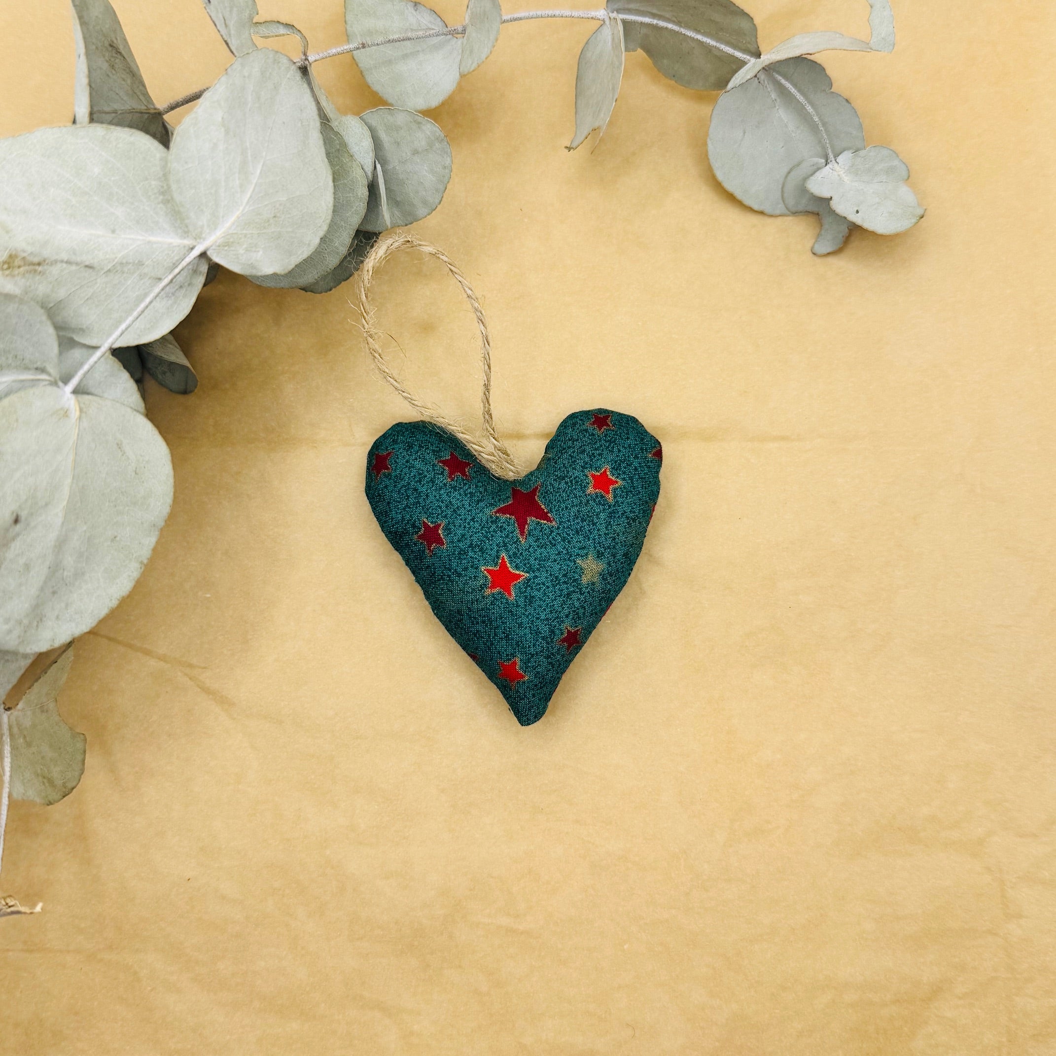 Handmade Green and Red Star Christmas Hearts