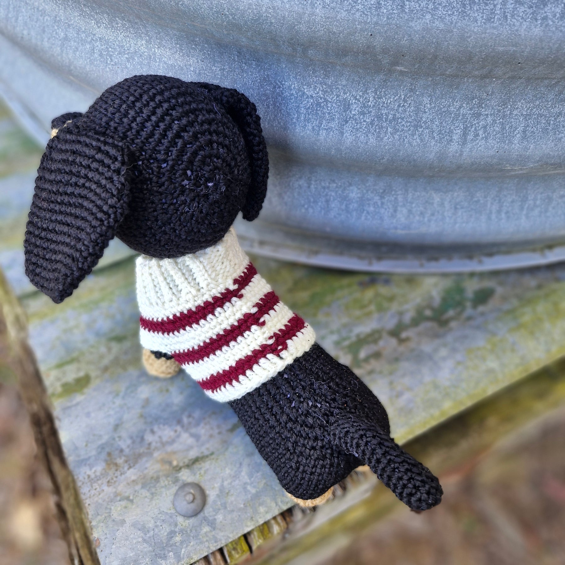 Hand crochet Bi-Colour Dachshund Dog (Sausage Dog)