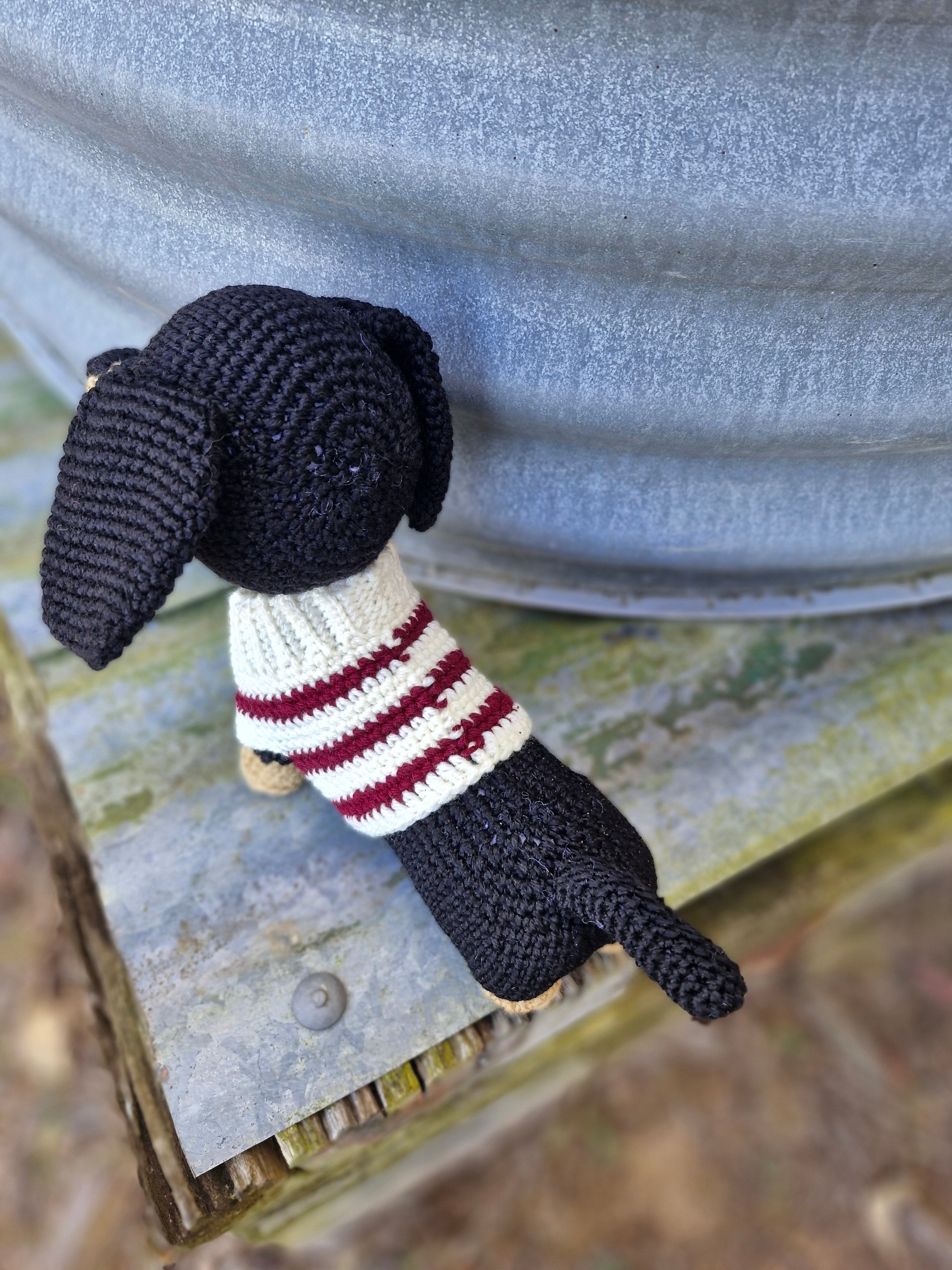Hand crochet Bi-Colour Dachshund Dog (Sausage Dog)