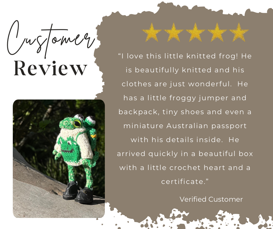 Handmade Poseable Frog Figurine 12cm