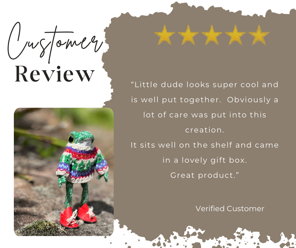 Handmade Poseable Frog Figurine 12cm