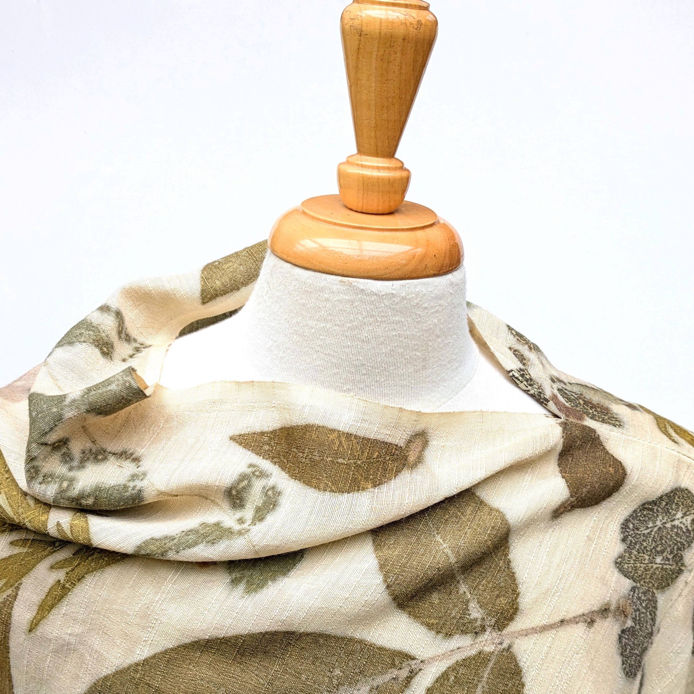 Ecoprint silk and bamboo cape