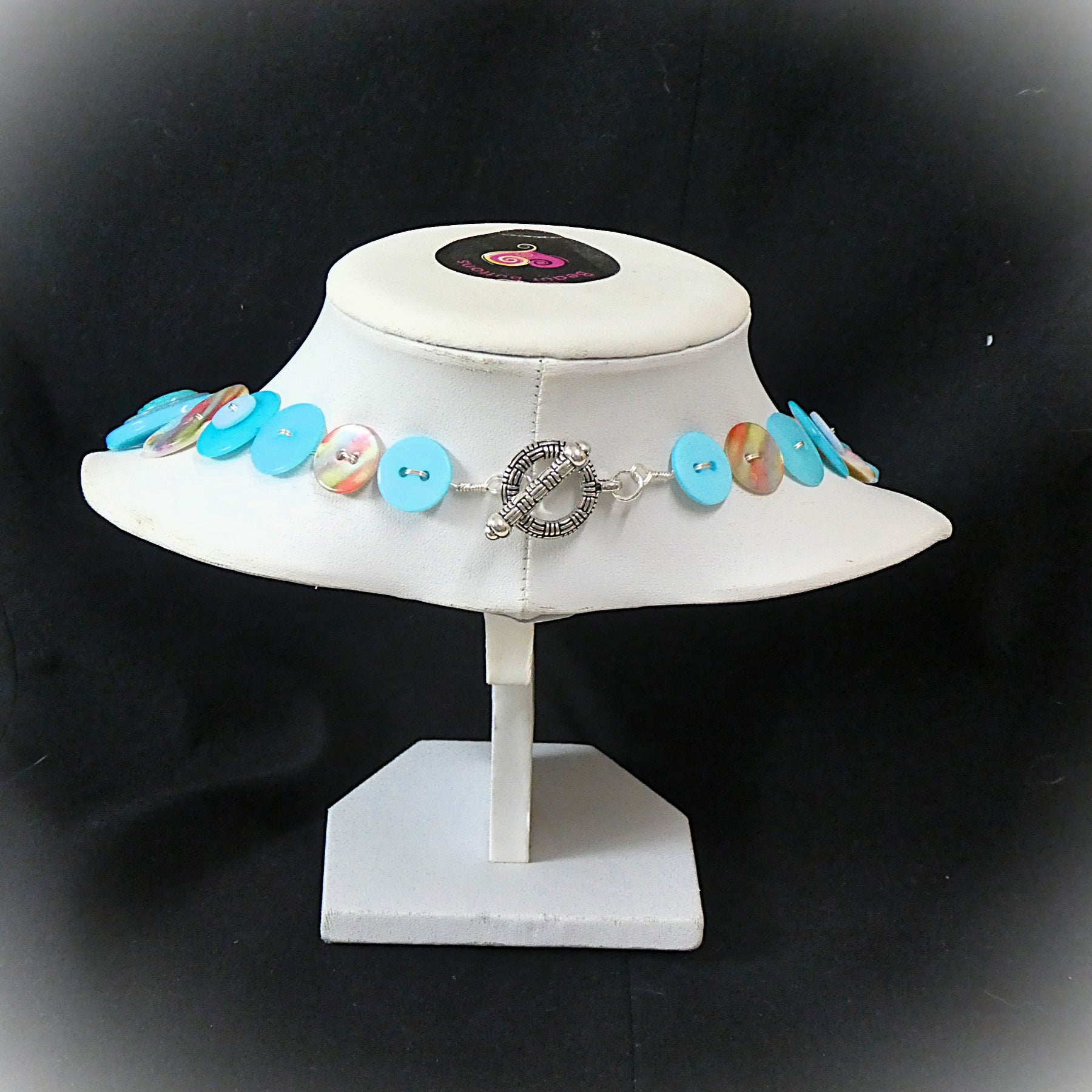 Button necklace and earrings - Pacific Dawn