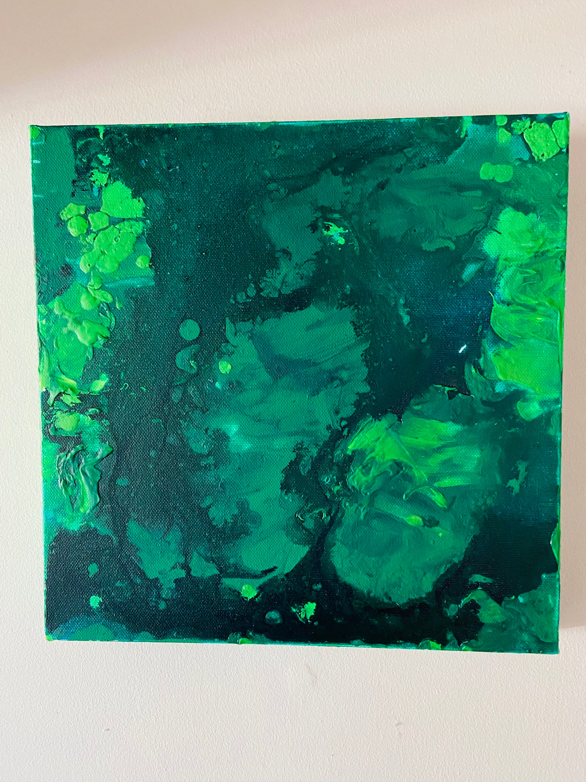 Green Aventurine Wall Art Original Abstract Acrylic Canvas Painting