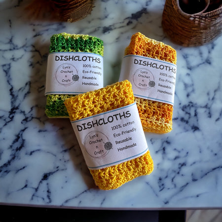 Handmade Crocheted Cotton Dishcloths – Reusable Kitchen Cloths