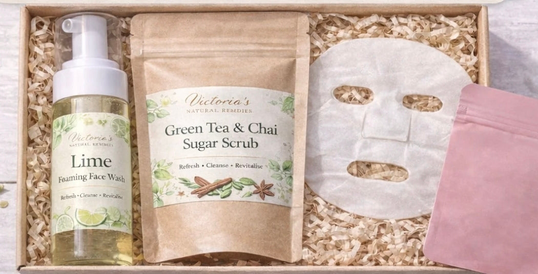 Glow Skin Gift Pack | Lime Face Wash, Sugar Scrub & Hydra Mask | Natural Skincare Set