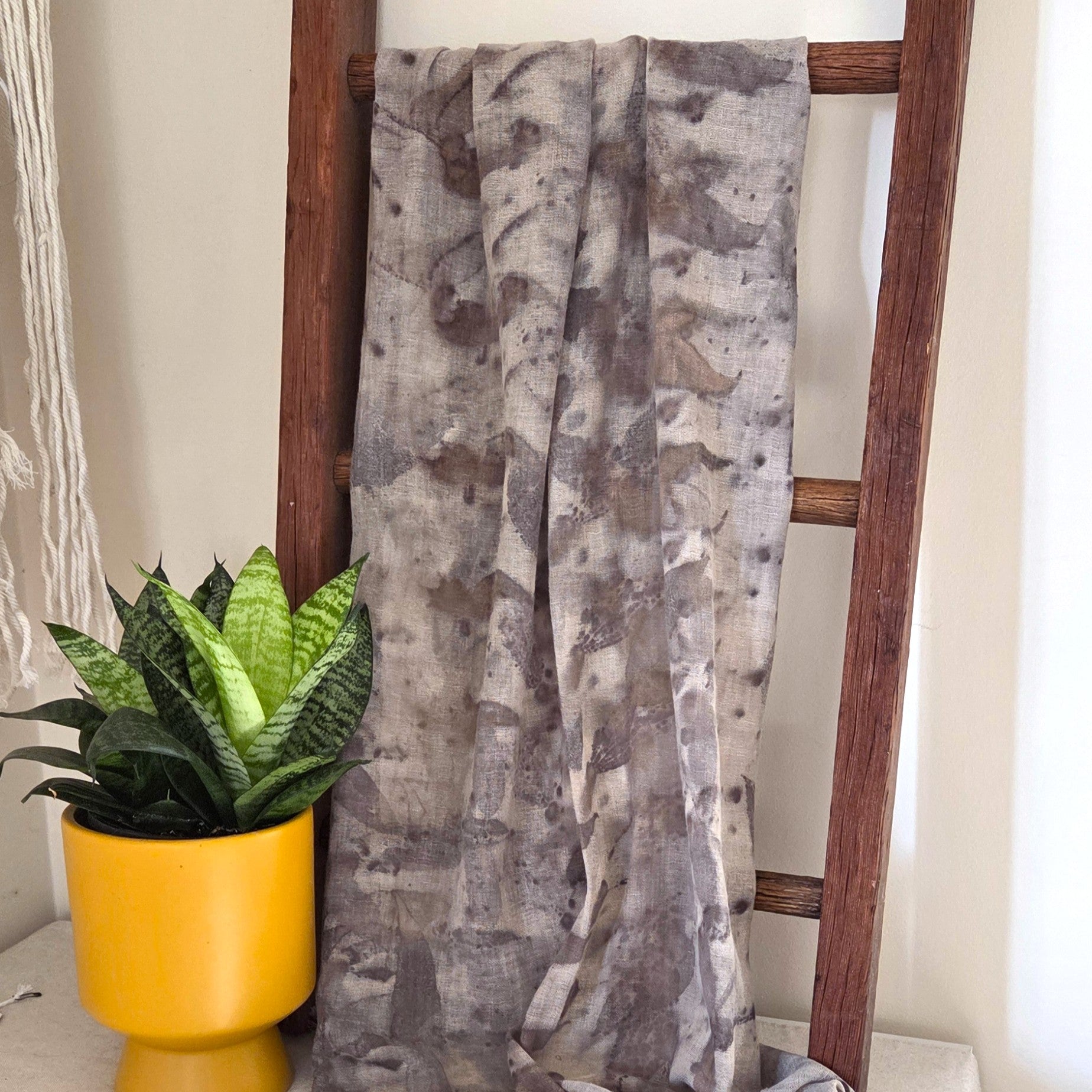 The Sylvie - Cotton & Linen Blend  Ecoprint Scarf/Wrap