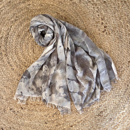The Sylvie - Cotton & Linen Blend  Ecoprint Scarf/Wrap