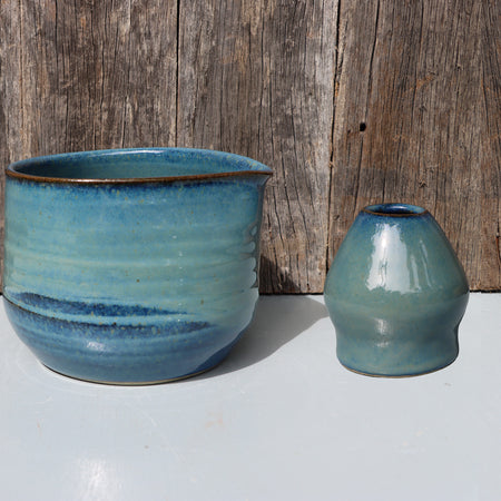 Matcha tea bowl sets: Blue Stoneware Hand Thrown Hand Made